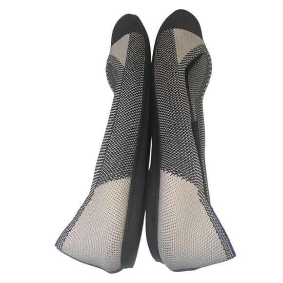 Rothy's The Flat Black and Tan Round Toe Patterned Flats Size 7 - Picture 4 of 11